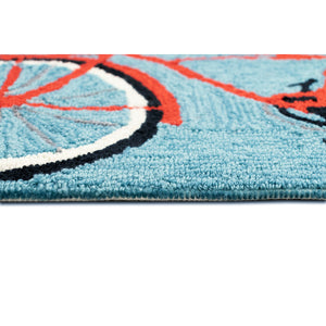 Liora Manne Frontporch Bike Ride Indoor Outdoor Area Rug Blue