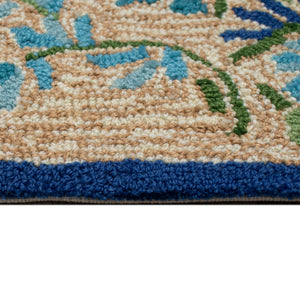 Liora Manne Frontporch Flora Bee Indoor Outdoor Rug Blue/Natural