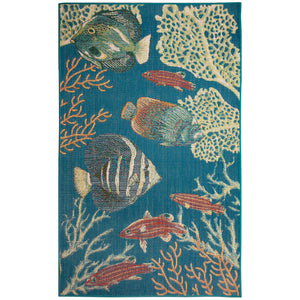 Liora Manne Patio Fish Indoor Outdoor Area Rug Turquoise