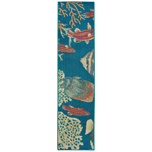 Liora Manne Patio Fish Indoor Outdoor Area Rug Turquoise