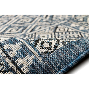 Liora Manne Carmel Patchwork Kilim Indoor Outdoor Area Rug Navy