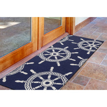 Load image into Gallery viewer, Liora Manne Frontporch Ship Wheel Indoor Outdoor Area Rug Navy