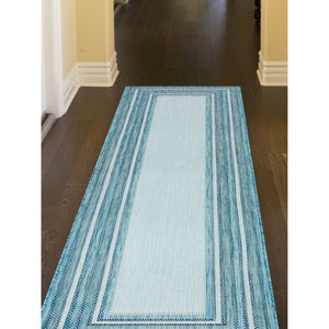 Liora Manne Carmel Multi Border Indoor Outdoor Area Rug Aqua