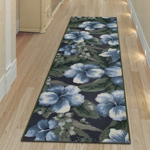 Liora Manne Marina Floral Indoor Outdoor Area Rug Navy