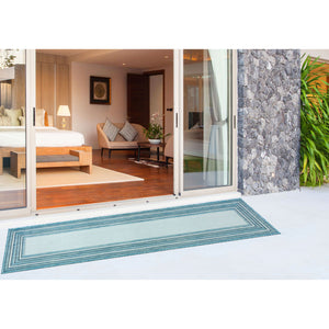 Liora Manne Carmel Multi Border Indoor Outdoor Area Rug Aqua