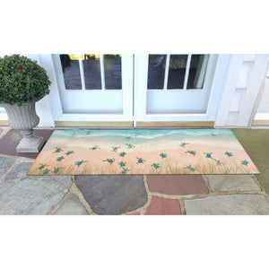 Liora Manne Illusions Turtle Beach Indoor Outdoor Mat Aqua