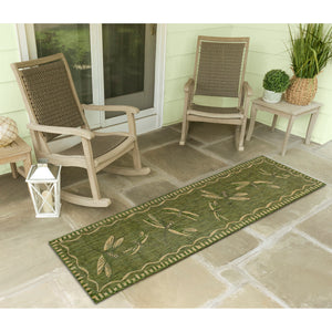 Liora Manne Carmel Dragonfly Indoor Outdoor Area Rug Green