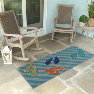 Liora Manne Frontporch Flip Flops Indoor Outdoor Area Rug Blue