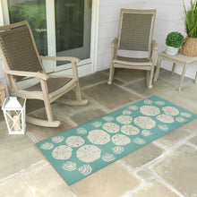 Load image into Gallery viewer, Liora Manne Frontporch Shell Toss Indoor Outdoor Area Rug Aqua