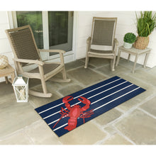 Load image into Gallery viewer, Liora Manne Frontporch Lobster on Stripes Indoor Outdoor Area Rug Navy