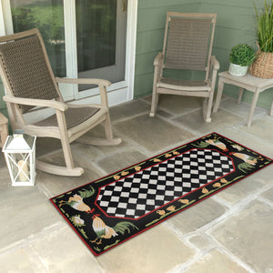 Liora Manne Frontporch Rooster Indoor Outdoor Area Rug Black