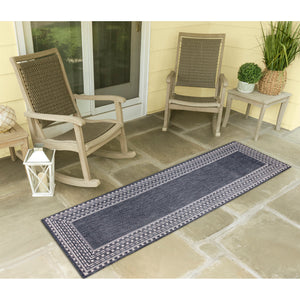 Liora Manne Malibu Etched Border Indoor Outdoor Area Rug Navy