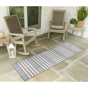 Liora Manne Malibu Faded Stripe Indoor Outdoor Area Rug Aqua