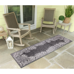 Liora Manne Malibu Pine Border Indoor Outdoor Area Rug Charcoal