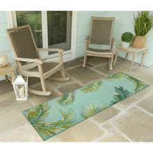 Load image into Gallery viewer, Liora Manne Marina Palm Border Indoor Outdoor Area Rug Aqua