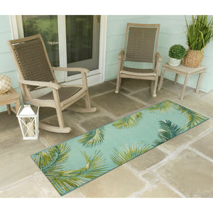 Liora Manne Marina Palm Border Indoor Outdoor Area Rug Aqua