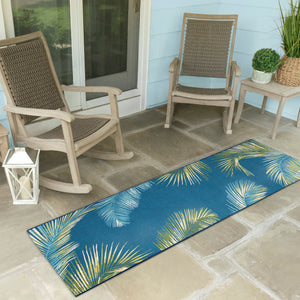 Liora Manne Marina Palm Border Indoor Outdoor Area Rug Navy