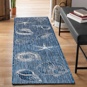 Liora Manne Carmel Shells Indoor Outdoor Area Rug Navy