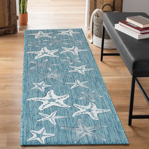 Liora Manne Carmel Starfish Indoor Outdoor Area Rug Aqua