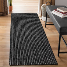 Load image into Gallery viewer, Liora Manne Carmel Texture Stripe Indoor Outdoor Area Rug Black