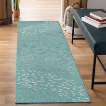 Load image into Gallery viewer, Liora Manne Carmel School Of Fish Indoor Outdoor Area Rug Aqua