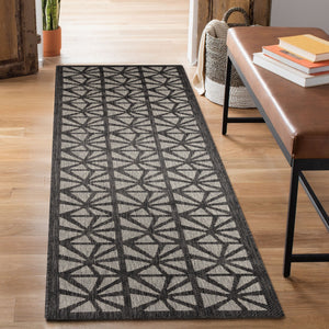 Liora Manne Carmel Tonga Tile Indoor Outdoor Area Rug Black