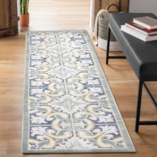 Load image into Gallery viewer, Liora Manne Canyon Floral Tile Indoor Outdoor Area Rug Navy