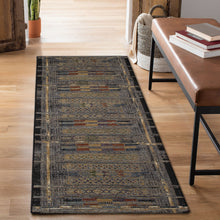 Load image into Gallery viewer, Liora Manne Esencia Tribal Stripe Indoor Outdoor Mat Black