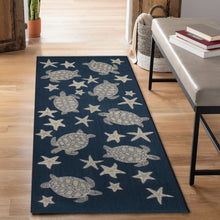 Load image into Gallery viewer, Liora Manne Esencia Turtle And Stars Indoor Outdoor Mat Navy