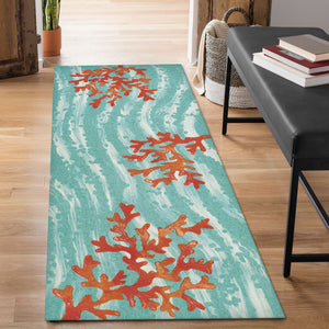 Liora Manne Illusions Coral Wave Indoor Outdoor Mat Aqua