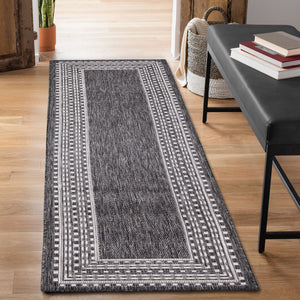 Liora Manne Malibu Etched Border Indoor Outdoor Area Rug Charcoal