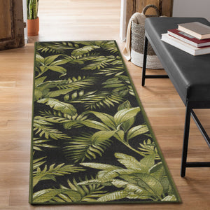 Liora Manne Marina Jungle Leaves Indoor Outdoor Rug Area Black