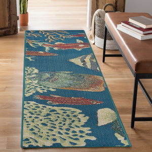 Liora Manne Patio Fish Indoor Outdoor Area Rug Turquoise