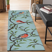 Load image into Gallery viewer, Liora Manne Ravella Birds On Branches Indoor Outdoor Area Rug Aqua