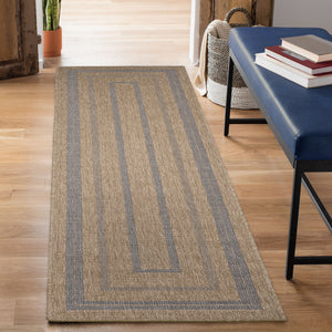 Liora Manne Sahara Multi Border Indoor Outdoor Area Rug Navy