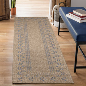 Liora Manne Sahara Block Print Border Indoor Outdoor Area Rug Navy