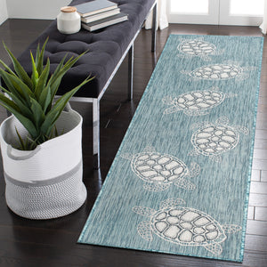 Liora Manne Carmel Seaturtles Indoor Outdoor Area Rug Aqua