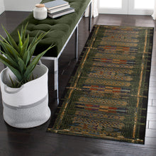 Load image into Gallery viewer, Liora Manne Esencia Tribal Stripe Indoor Outdoor Mat Green
