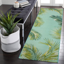 Load image into Gallery viewer, Liora Manne Marina Palm Border Indoor Outdoor Area Rug Aqua