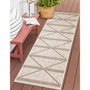 Liora Manne Avena Diamond  Stripe Indoor Outdoor Area Rug Ivory
