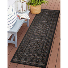 Load image into Gallery viewer, Liora Manne Avena Mosaic Stripe Indoor Outdoor Area Rug Midnight