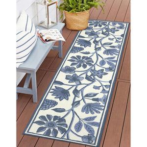 Liora Manne Capri Floral Vine Indoor Outdoor Area Rug Blue