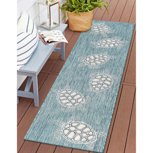 Liora Manne Carmel Seaturtles Indoor Outdoor Area Rug Aqua