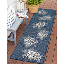 Load image into Gallery viewer, Liora Manne Carmel Seaturtles Indoor Outdoor Area Rug Navy