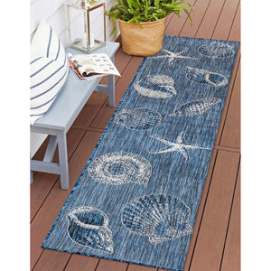 Liora Manne Carmel Shells Indoor Outdoor Area Rug Navy