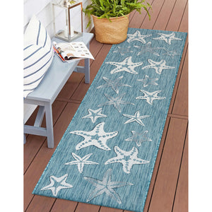 Liora Manne Carmel Starfish Indoor Outdoor Area Rug Aqua