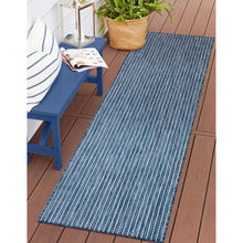 Load image into Gallery viewer, Liora Manne Carmel Texture Stripe Indoor Outdoor Area Rug Navy