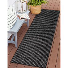 Load image into Gallery viewer, Liora Manne Carmel Texture Stripe Indoor Outdoor Area Rug Black