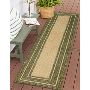 Liora Manne Carmel Multi Border Indoor Outdoor Area Rug Green