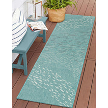 Load image into Gallery viewer, Liora Manne Carmel School Of Fish Indoor Outdoor Area Rug Aqua